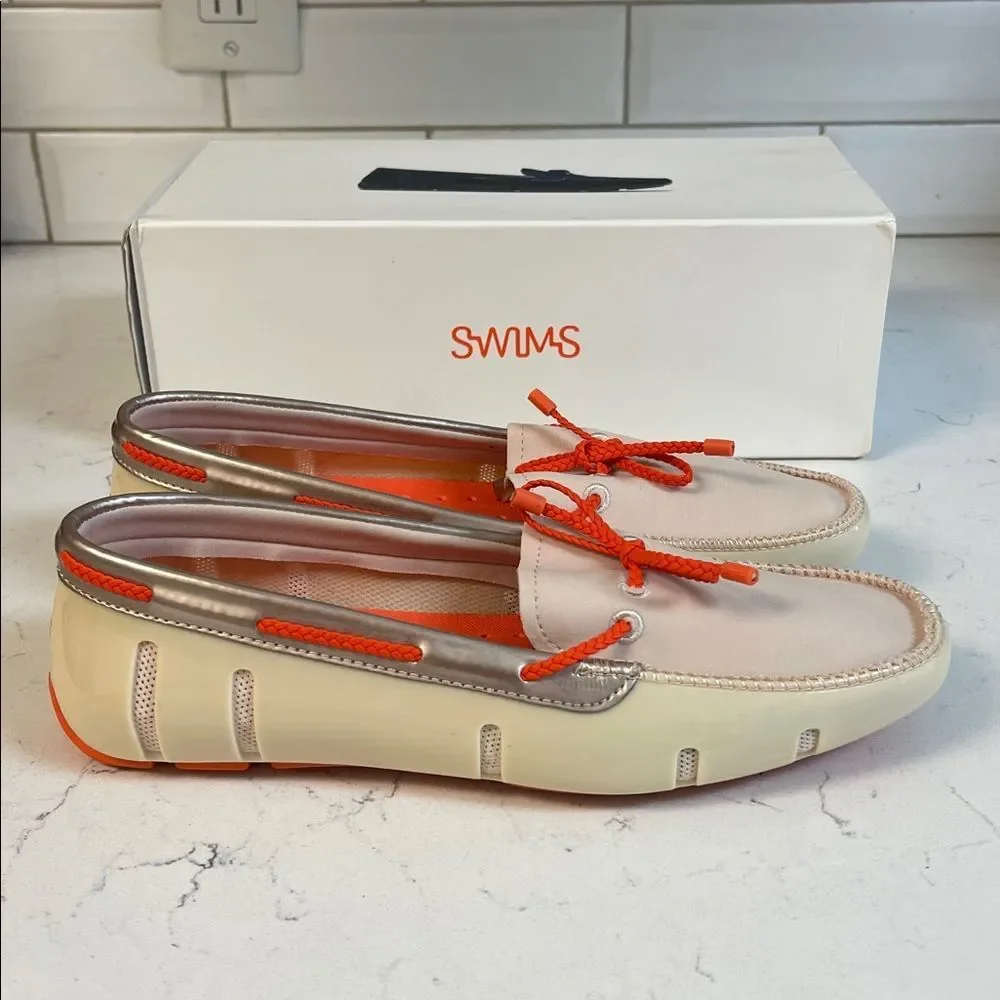 SWIMS Women Braided Lace - Loafer Beige / Orange Size 9.5 Worn 1-2 Run Small